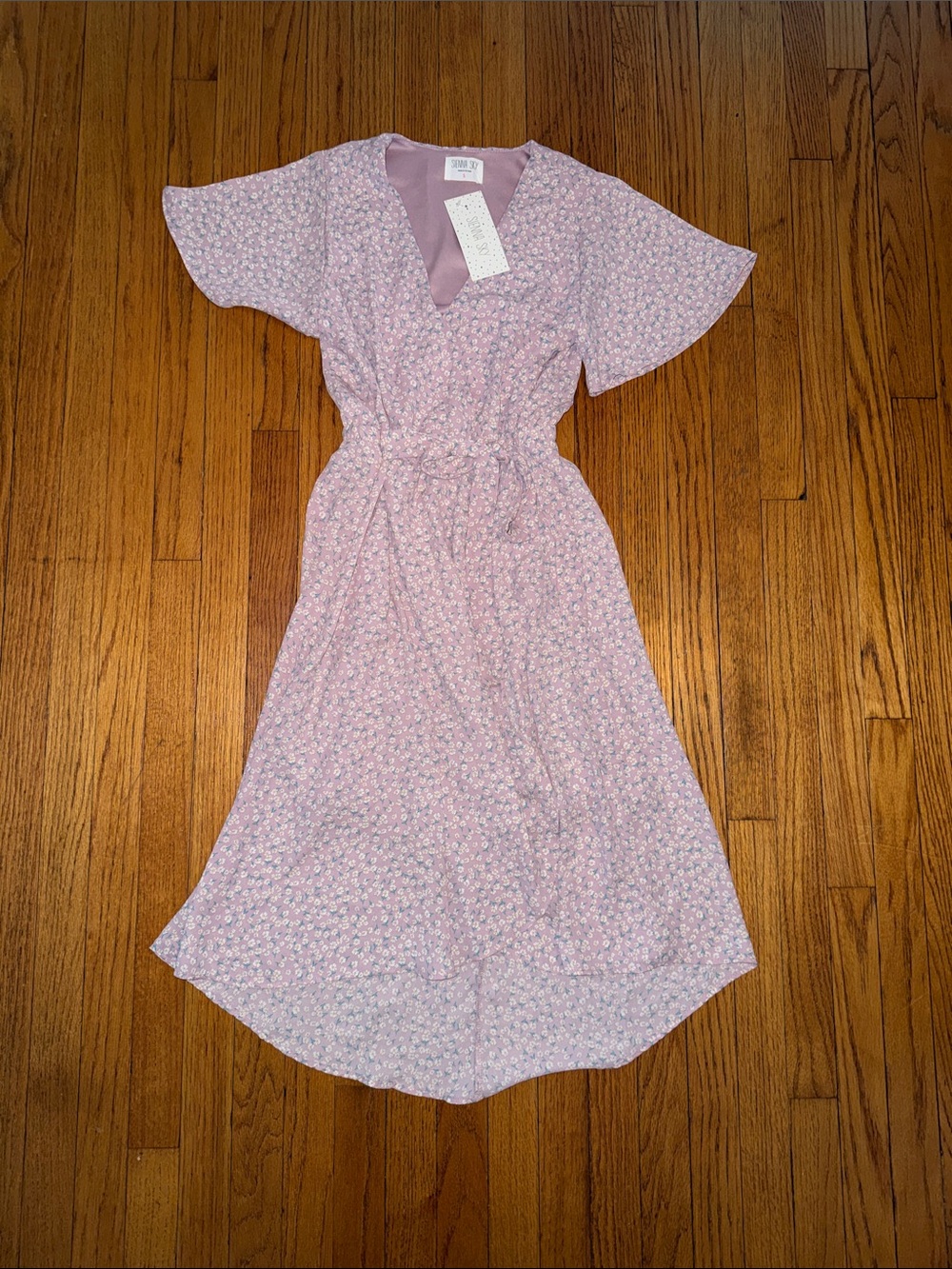Sienna Sky Dusty Pink Floral Wrap Midi Dress